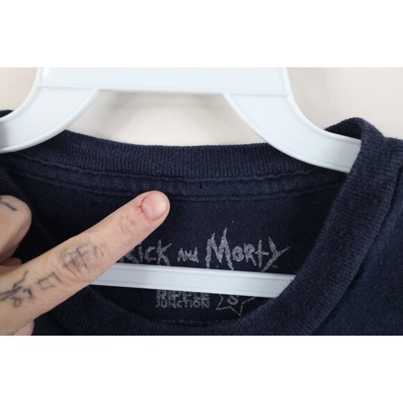 Y2K Womens Small Distressed Rick and Morty Cartoon Short Sleeve T-Shirt Blue - Picture 9 of 15